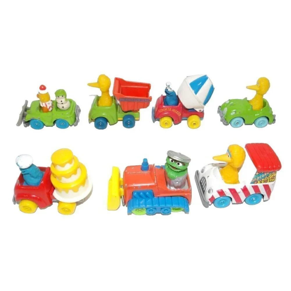 SESAME STREET vintage metal cars with plastic figures set 7 of PLAYSKOOL 1980-90